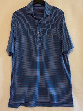 Vineyard Vines Performance Polo Shirt Men Medium Striped Whale Golf Resort Club